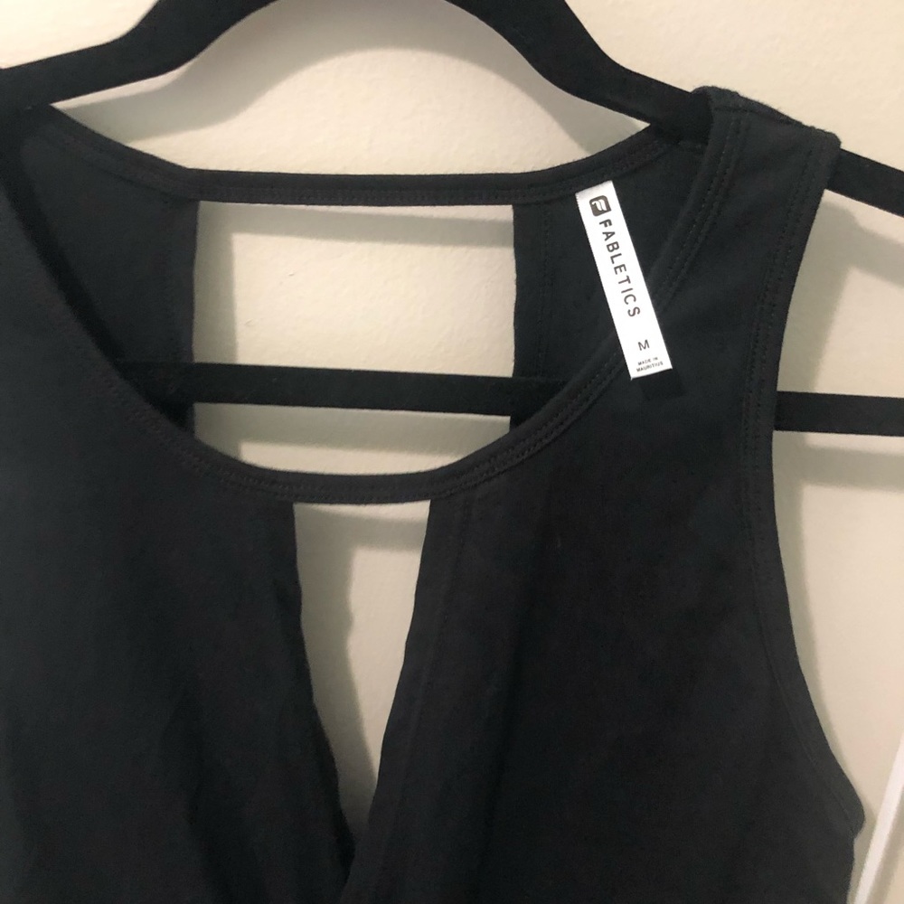 Fabletics Black Strappy Workout Top - image 3
